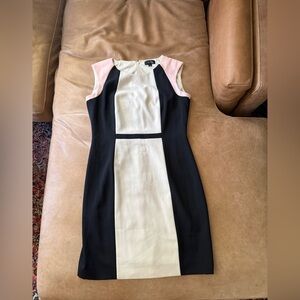 Tahari Arthur S. Levine Colorblock Sheath Dress Black Pink White Sz 8